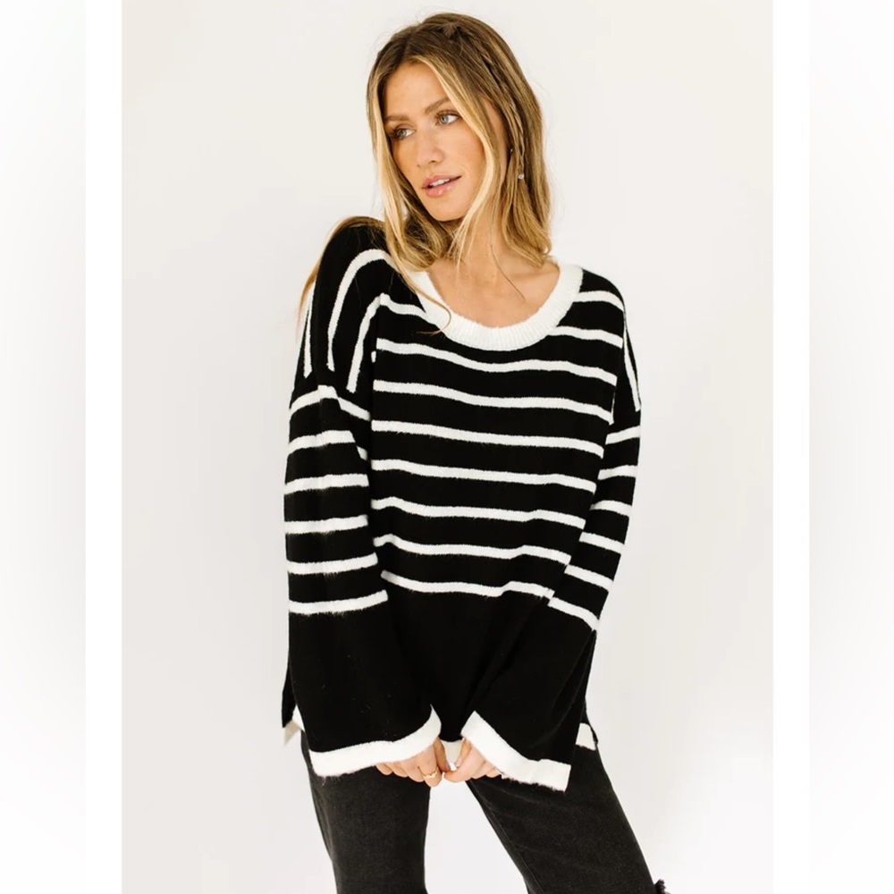 09 Boho spring oversized Knit sweater striped top - Picture 5 of 5